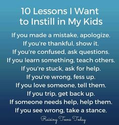 a poem with the words 10 lessons i want to learn in my kids