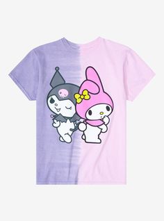 May Melody, Sanrio Kuromi And My Melody, Split Dye Hair, Pastel Clothes, Kuromi And My Melody, Sanrio Clothes, Split Dye, Goku T Shirt, Anime Shirts