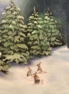 Bunny Painting, Winter Animals, Winter Wallpaper, Christmas Illustration, Christmas Aesthetic