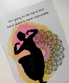 a card with an image of a woman dancing