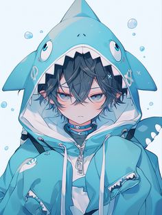 an anime character wearing a shark costume