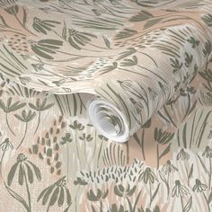 an image of a wallpaper with flowers and leaves on the background in pastel colors