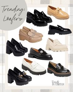 Women’s Platform Loafers, Types Of Loafers For Women, Old Money Outfits Loafers, Chunky Loafer Mules Outfit, Chunky Heel Loafers, White Chunky Loafers, Women Loafer Shoes, Fashionable Shoes Woman, Types Of Loafers