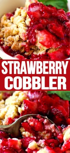 this strawberry cobbler is so easy to make and it's the perfect summer dessert