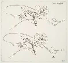 two drawings of flowers on a white background