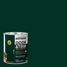 a green paint with the words rust - folim door and trim on it