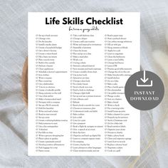 a printable life skills checklist on top of a table