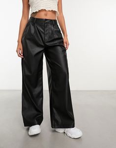 Wide Leg Pants by ASOS DESIGN Make your jeans jealous High rise Belt loops Functional pockets Wide leg Leather Leggings, Dad Pants, Body Fit, Wide Leg Trousers, Trousers Women, Jeans Shop, Leg Pants, Wide Leg Pants, Black Fashion