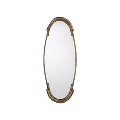 an oval shaped mirror on a white background