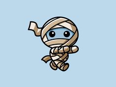 a cartoon character with bandages wrapped around his head and eyes, floating in the air