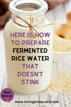 Homemade Rice Water Shampoo, Fermented Rice Toner, Diy Fermented Rice Water, How To Make Fermented Rice Water Hair, How To Make Rice Water Shampoo, Homemade Rice Water For Hair, Rice Hair Rinse, Rice Conditioner For Hair Diy, Ricewater Hairgrowth Recipe