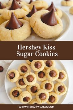 These Hershey Kiss Sugar Cookies are soft, chewy and so easy to make! They’re are a fun alternative to the classic peanut butter blossom for any holiday throughout the year! Hersey Kiss Cookies Recipe Peanut Butter Blossoms, Kiss Cookies Without Peanut Butter, Hershey Kiss Blossom Cookies, Sugar Cookie With Hershey Kiss, Hersheys Kisses Cookies, Peanut Blossoms Cookies Hershey's Kisses, Kisses Cookies Recipe, Blossom Cookie Recipes, Cookies With Kisses On Top