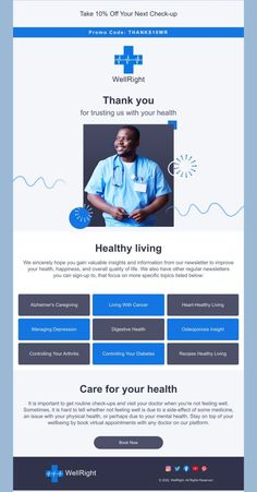 the landing page for a medical website with an image of a man in scrubs