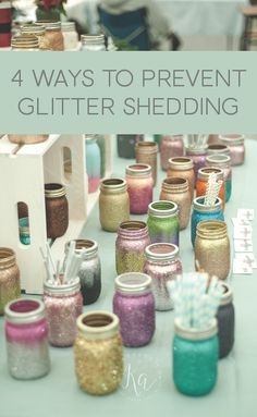 there are many jars that have glitter on them