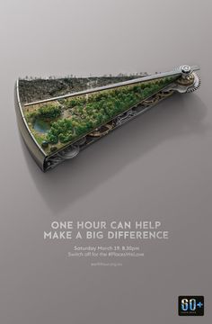 a poster with an image of a boat on it's side and the words, one hour can help make a big difference