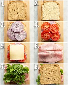 the steps to make sandwich sandwiches are shown