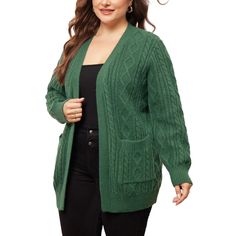 Agnes Orinda is a plus-size brand inspired by the needs of its customers. It can match you on various occasions, by the proper tailoring to show your perfect curve and the comfortable fabrics that enable you a pleasant experience. This is such a Casual Cardigan to have in your wardrobe. The cardigan combine style and functionality, providing a practical layering piece that keeps you warm without compromising on your fashion sense. Suitable for Casual Daily, Travel, Home, Vacation, Shopping, Stre Vacation Shopping, Perfect Curves, Plus Size Brands, Ruched Midi Dress, Pocket Cardigan, Casual Cardigans, Hem Style, Fashion Sense, Cardigans For Women