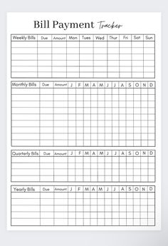 the bill payment tracker is shown in black and white, as well as an image of a