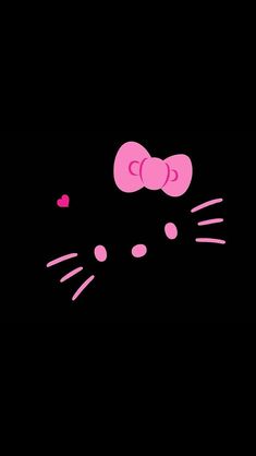 a black background with pink kitty ears and eyes on the left side of the screen