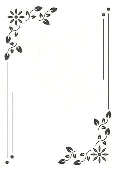 a black and white drawing of flowers on a white background with an empty space in the middle