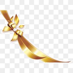 a gold ribbon with a diamond in the center, on a white background png