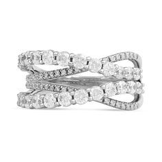 With layers of sparkle, this diamond ring draws all the right kinds of attention. Fashioned in cool 10K white gold, this stunning look features curved diamond-lined ribbons merging into single row on one side. Glistening atop in a mirrored arrangement, ribbons of larger diamonds complete the crossover design. Radiant with 1-1/2 cts. t.w. of diamonds and a brilliant buffed luster, this ring elevates your dressy attire. Western Rings Wedding, Diamond Ring Drawing, Western Wedding Rings, Western Rings, Dressy Attire, Crossover Ring, Elegant Style, Crossover, Types Of Metal