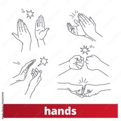 hands with different gestures and stars