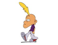 the simpsons character is walking with his head turned to look like he's wearing a feather