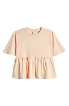 A flippy peplum and flared sleeves give an on-trend look to an everyday-fave cotton T-shirt. 100% cotton Machine wash, tumble dry Imported Wardrobe Makeover, Seamless Top, Casual Preppy Outfits, Trendy Outfits For Teens, Cruise Outfits, Casual School Outfits, Cute Preppy Outfits, Popular Outfits, Cute Everyday Outfits