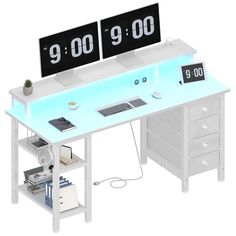 two electronic clocks sitting on top of a desk