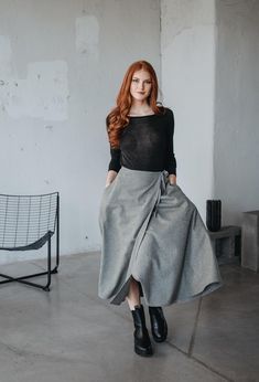 Embrace timeless elegance with our wrap wool skirt, designed for both style and functionality. This skirt features a classic wrap design with a tie waist, allowing for an adjustable fit that flatters your figure. Crafted from high-quality wool, it provides warmth and a sophisticated, structured look, making it ideal for cooler weather. Designed with convenient side pockets, this skirt combines practicality with style, making it perfect for both casual outings and more formal occasions. Its versa Elegant Gray Relaxed Skirt, Wool Wrap Skirt, Sale Campaign, Winter Wrap, Wool Wrap, Wool Clothing, Plus Size Skirts, Wool Skirts, Skirts With Pockets