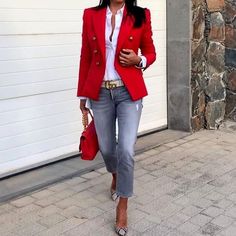 Blazer And Jeans, Blazer Style, Mode Casual, Classy Casual Outfits, Casual Work Outfits, Looks Chic