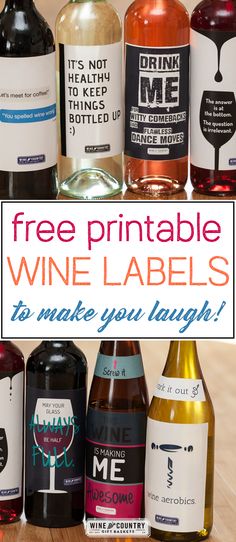 free printable wine labels to make your laugh for the camera and give as gifts