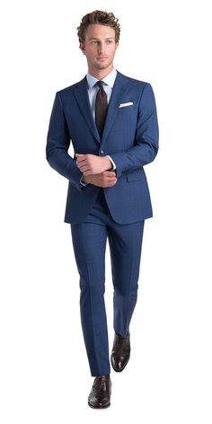 This blue windowpane suit is made from a lightweight wool that exudes fun and charm with its windowpane pattern and will help you stay fresh all day long. Prom Suits For Men Blue, Suits For Men Blue, Men Blue Suit, Beach Wedding Suit, Wedding Suit Men, Men Suits Prom, Men Suits Blue, Beach Wedding Suits, Windowpane Suit