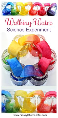 the science experiment is filled with water and colored rocks to make it look like they are floating