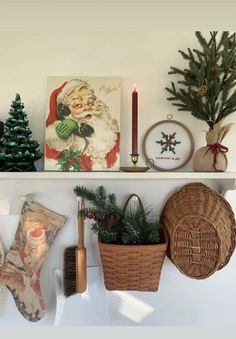 christmas decorations are displayed on the mantle in this living room