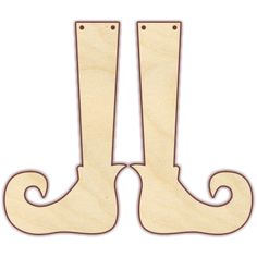 two wooden letters that are shaped like legs