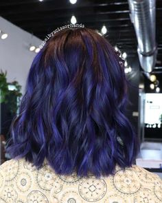 Brown Prom Hairstyles, Highlight On Brown Hair, Indigo Hair Color, Best Purple Hair Dye, Purple Highlights Brown Hair, Brown Hair Short, Blue Brown Hair, Indigo Hair, Brown Hair Ideas