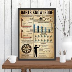 darts knowledge poster on a wooden table