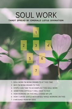 the cover of soul work tarot spread by emerald lotus divination, which includes four