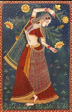 Rajput Princess, Raas Leela, Indian Miniature Paintings, Mughal Miniature, Mughal Miniature Paintings, Indian Miniature