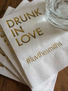 Drunk In Love, Personalized Napkins, Custom Napkins, Future Wedding Plans, Dream Wedding Ideas Dresses, Cute Wedding Ideas, Wedding Goals, Wedding Bar, Wedding Napkins