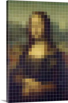 an image of a woman's face on a mosaic tile background in shades of green, yellow and brown