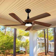 a ceiling fan on the outside of a house