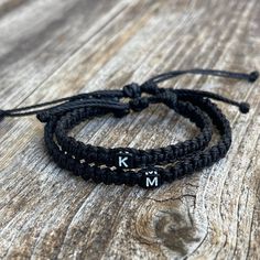 "These lovely bracelets are made with 1.5mm waterproof cord.  The \"Adult\" bracelet closes to around 6.5\". The \"Kid\" bracelet will fit a 5\" wrist. Both bracelets have an adjustable closure. To receive the Mommy and Me set, choose the \"1 Adult 1 Kid\" option. Please feel free to contact me if you have any question." Wax Cord Bracelet, Mother Daughter Bracelets, Family Bracelets, Bracelet Initial, Pola Gelang, Brown Bracelet, Kids Bracelets, Rainbow Bracelet, Skull Bracelet