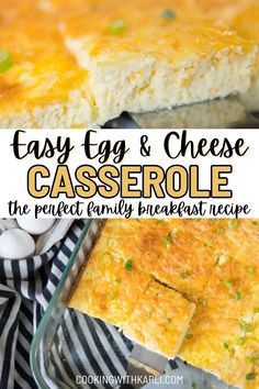 easy egg and cheese casserole in a glass dish