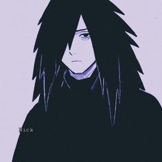 an anime character with long black hair