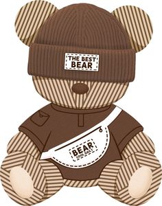 a teddy bear wearing a brown shirt and hat with the best bear on it's chest