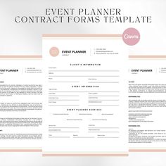 an event planner is shown on top of a white sheet with the words, contact forms template