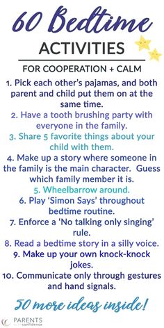 a poster with instructions for bedtime activities